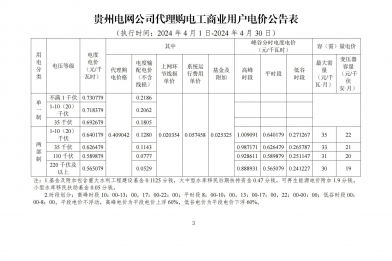 2024年4月份各省工商业电价（广东、深圳、广西、贵州、云南、海南）